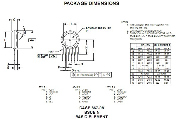 MPX5500DP压力传感器